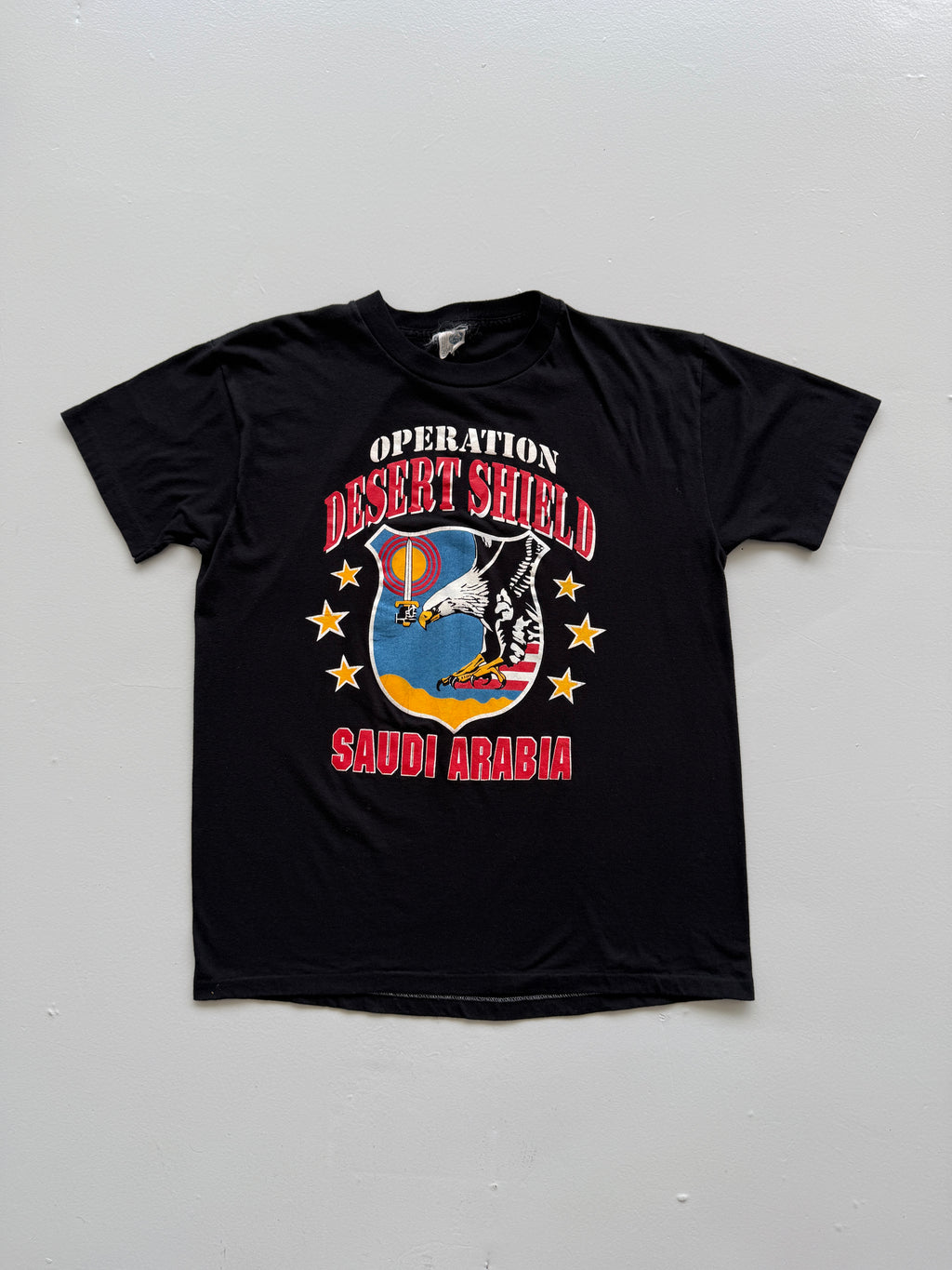 Black Operation Desert Shield 90's Vintage Single Stitch Graphic T-Shirt - Small