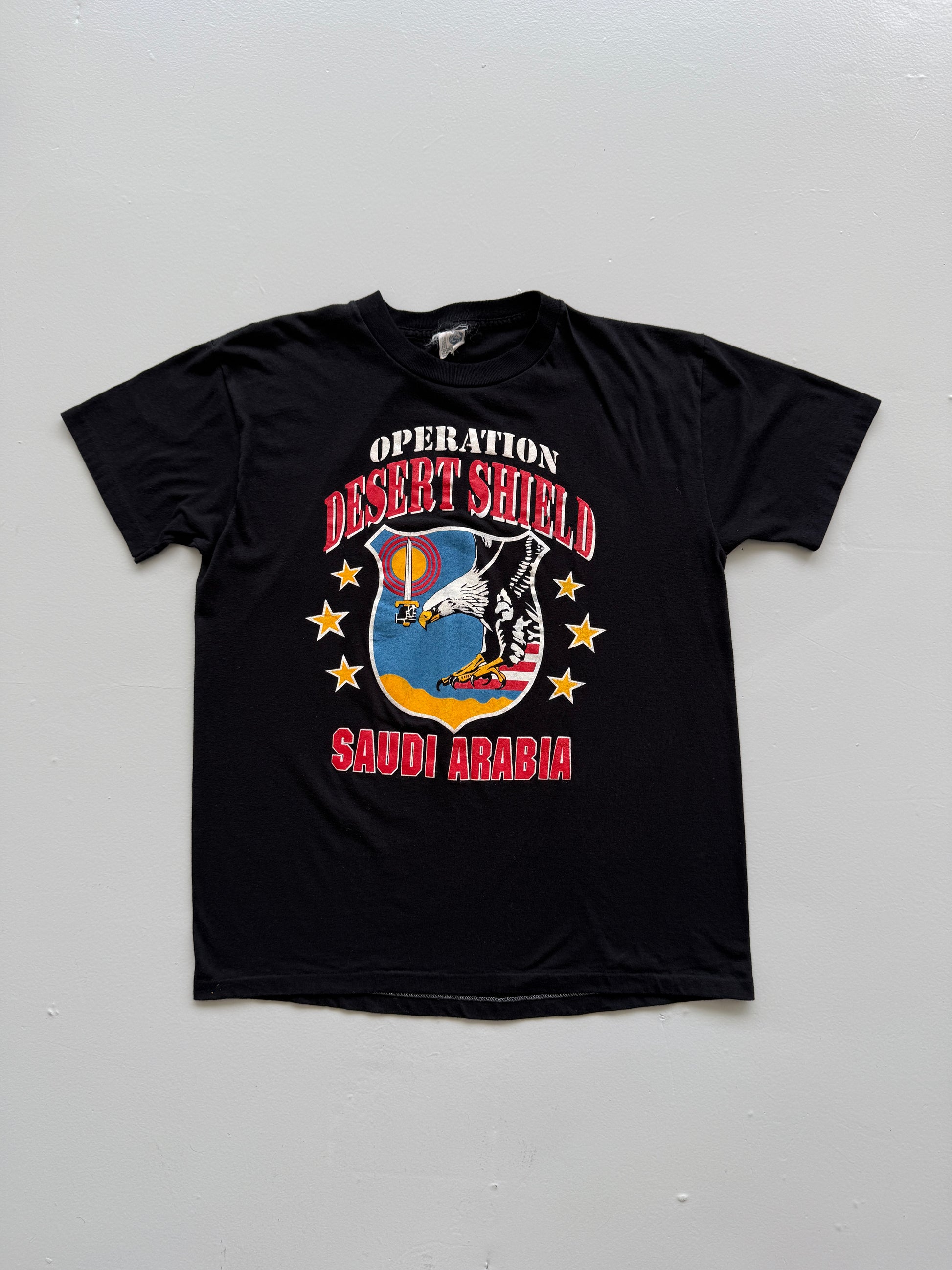 Black Operation Desert Shield 90's Vintage Single Stitch Graphic T-Shirt - Small