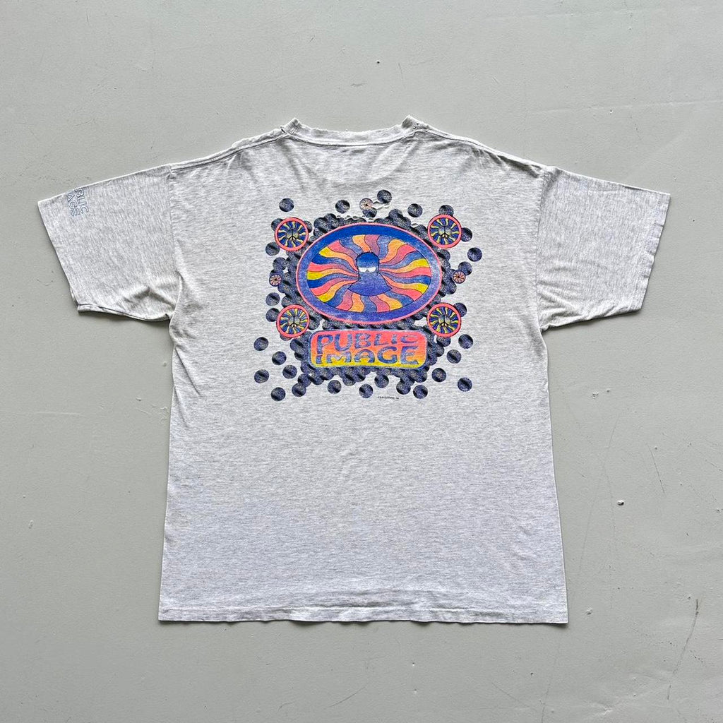 Grey Thrashed Public Image RAVE Vintage 90's T-shirt - XL