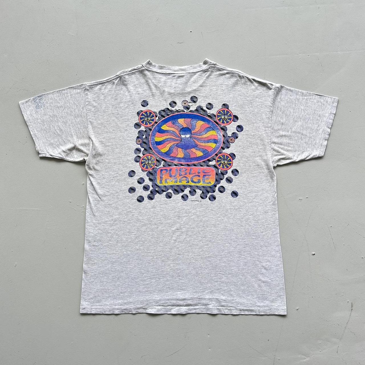 Grey Thrashed Public Image RAVE Vintage 90's T-shirt - XL