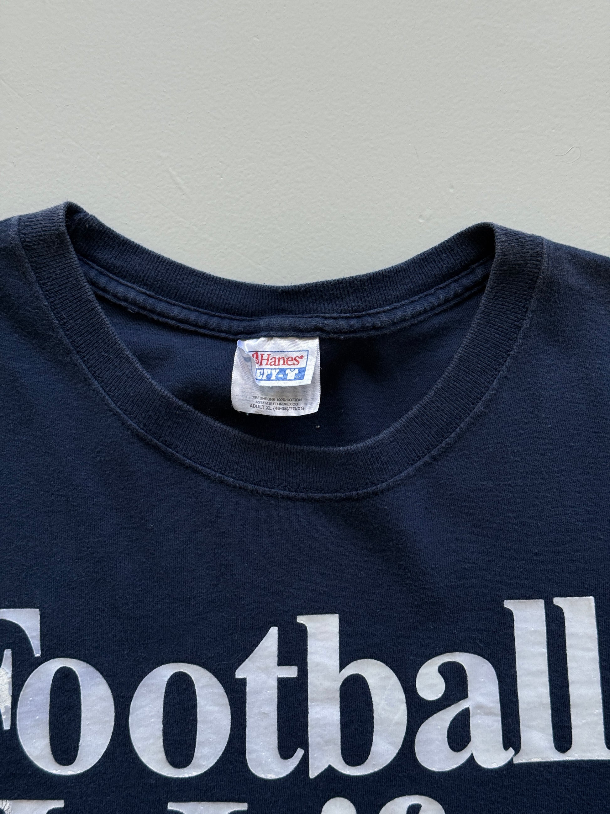 Navy Blue Football is Life 90's Vintage Graphic NFL T-Shirt - XL