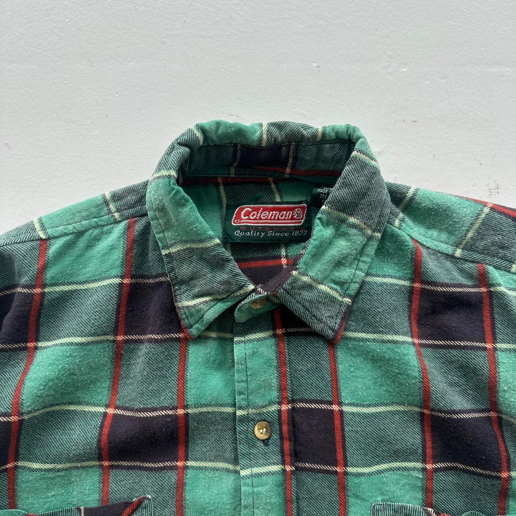 Green Checkered Coleman 90s Vintage Long sleeve - Medium