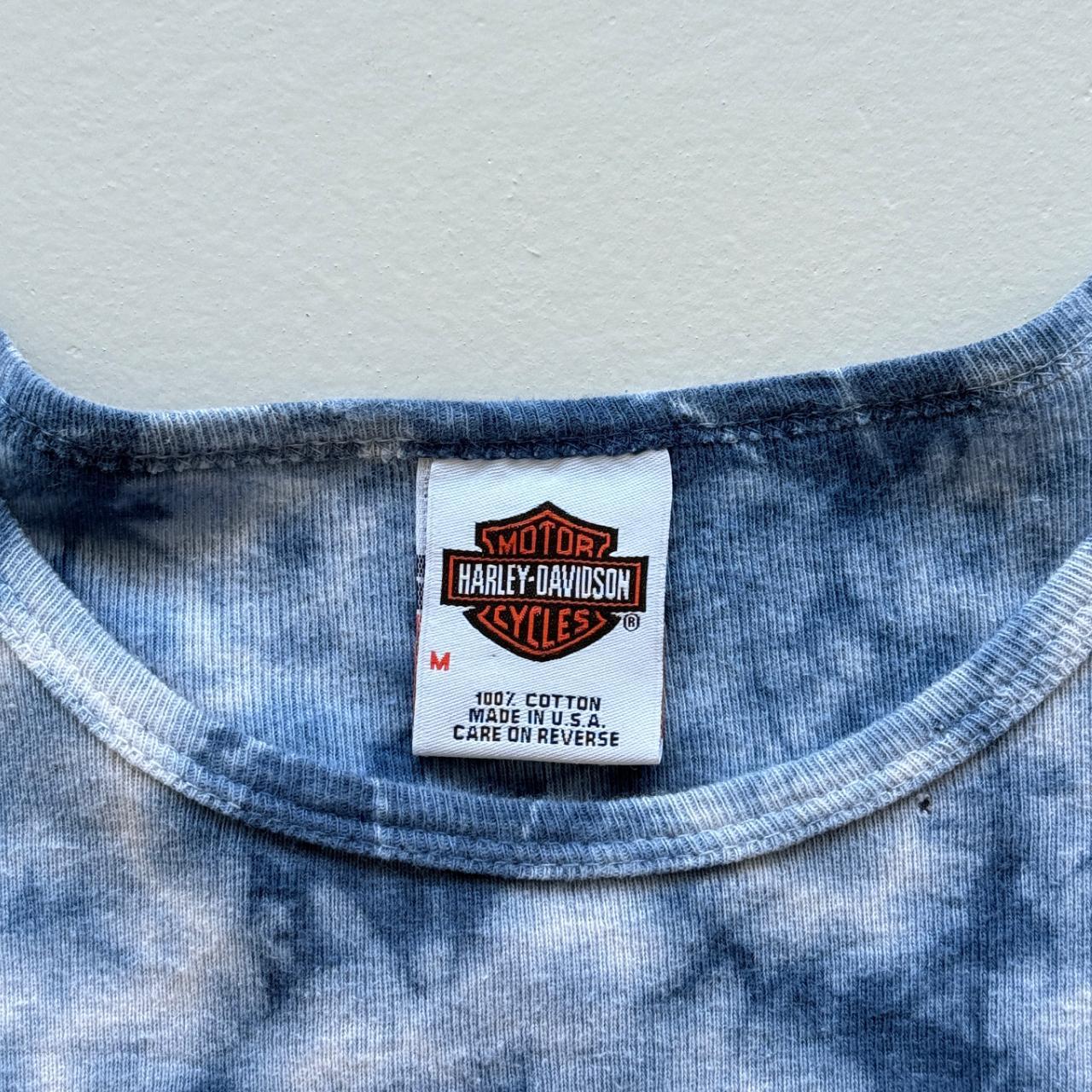 Blue Harley Davidson 00's Y2K Tie-Die Long Sleeve T-Shirt - Womens Medium