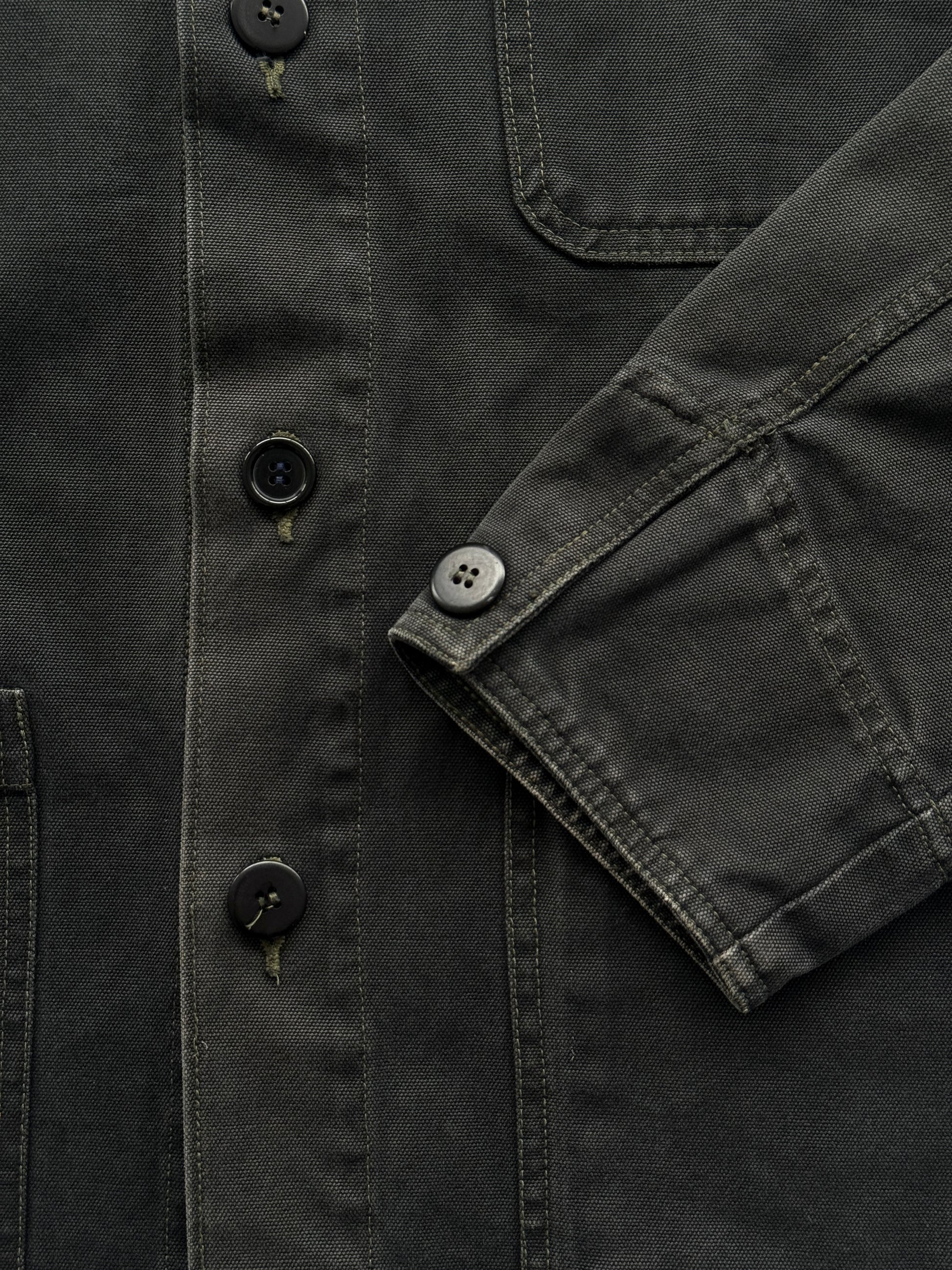 Black French Chore Jacket 90's Vintage Canvas Workwear CH217- Small