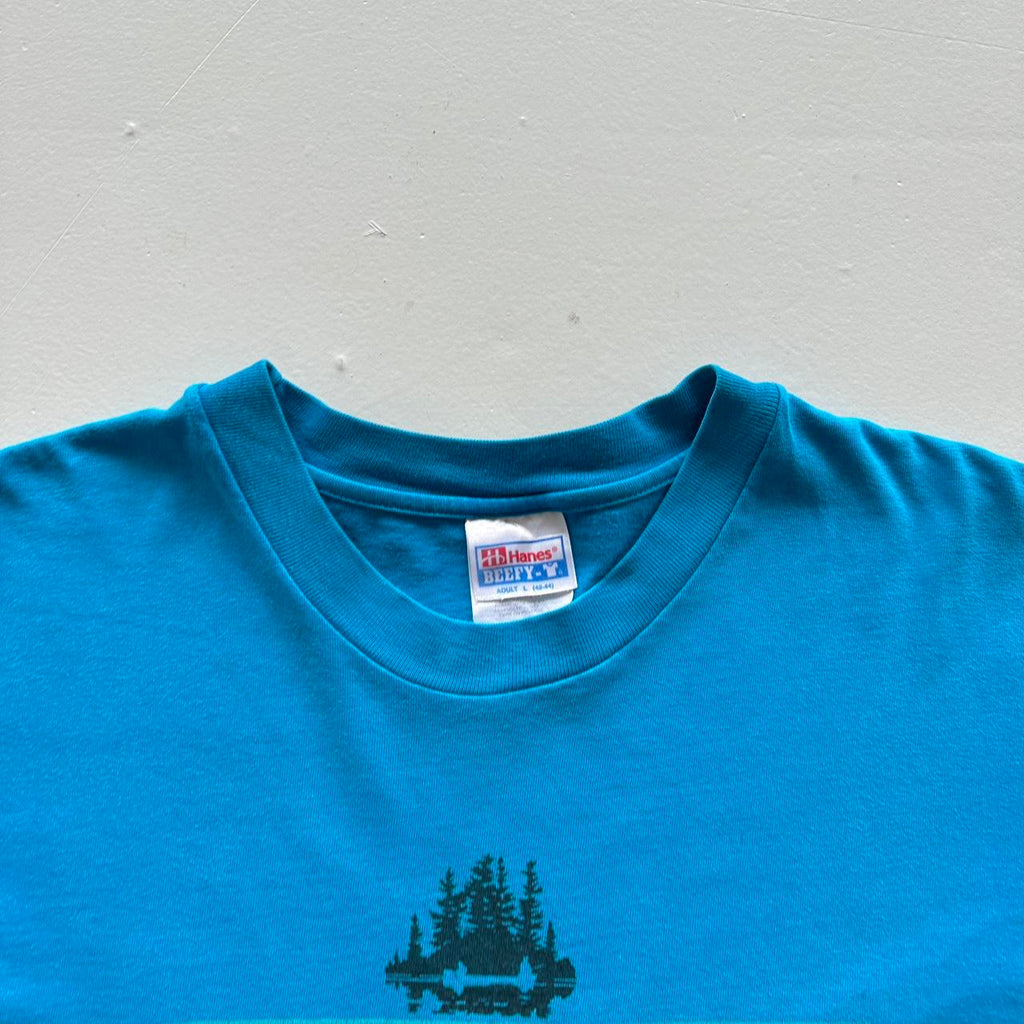 Blue Rainy Lake Vintage 90s T-shirt - Medium