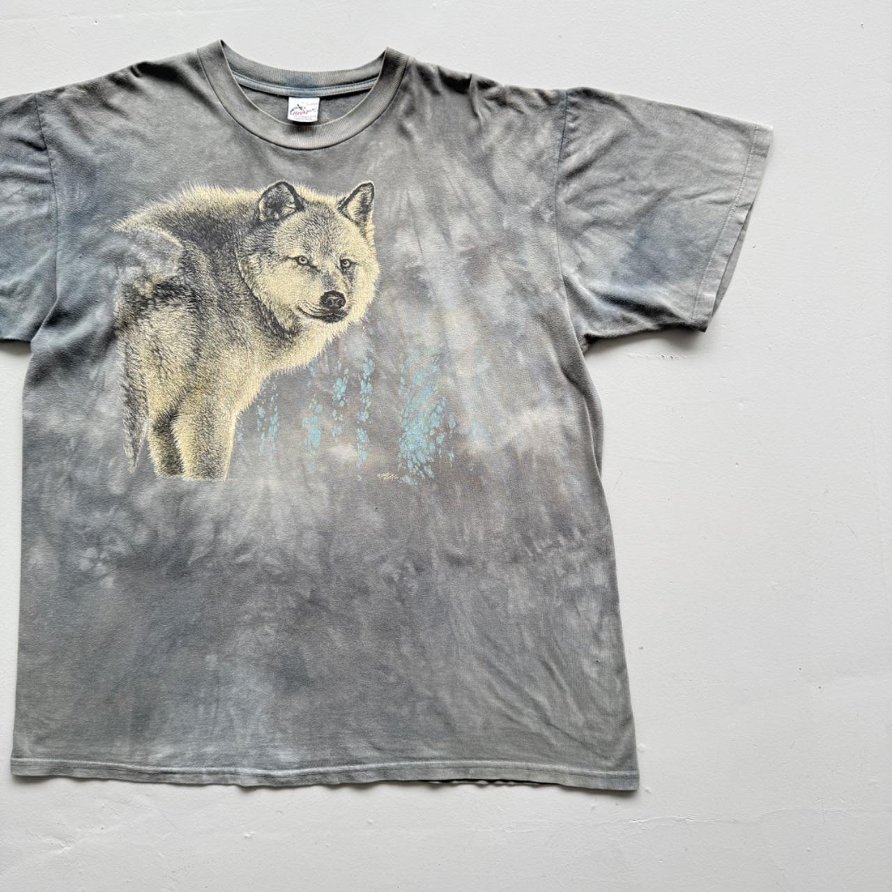 Faded Grey Wolf 90s Vintage Graphic T-Shirt - XL
