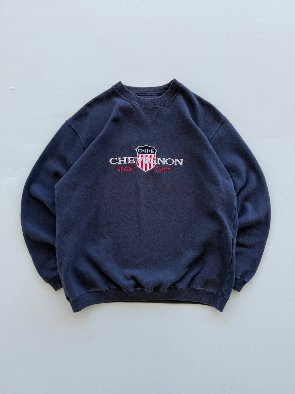 Navy Blue Chevignon 90's Vintage Graphic Sweatshirt Jumper - Medium