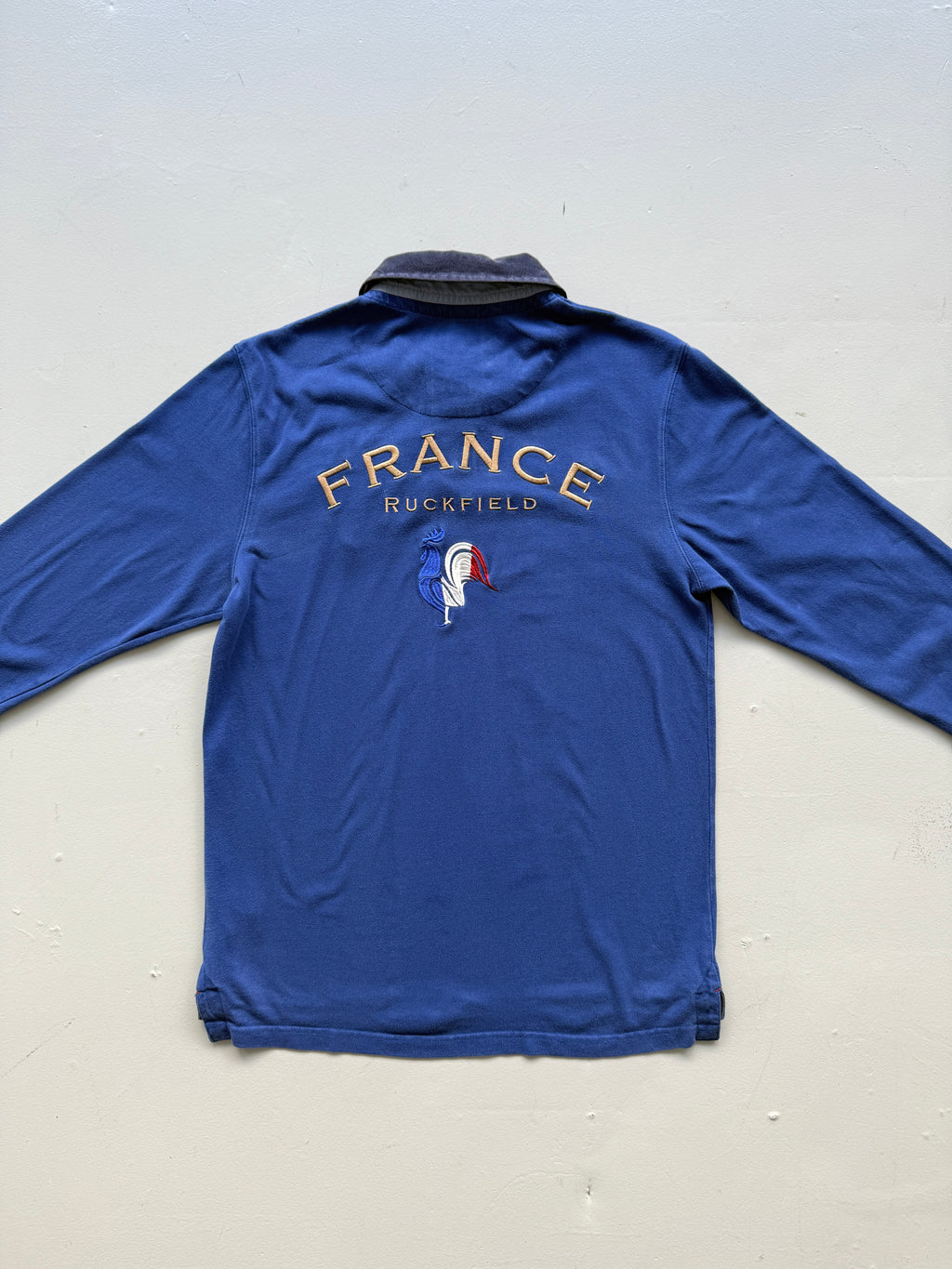 Blue France 00's Vintage Long Sleeve Polo Jersey - Medium