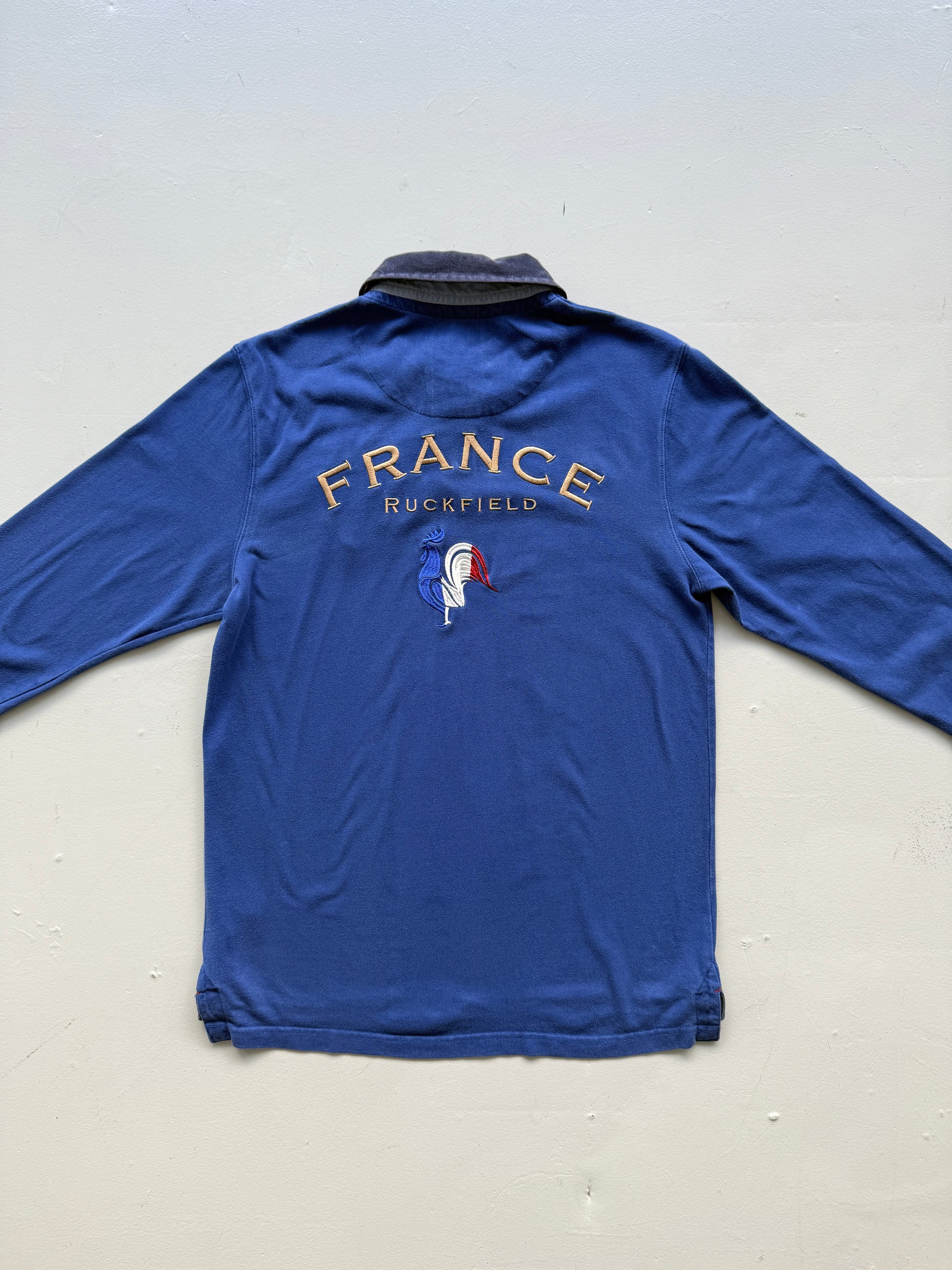 Blue France 00's Vintage Long Sleeve Polo Jersey - Medium