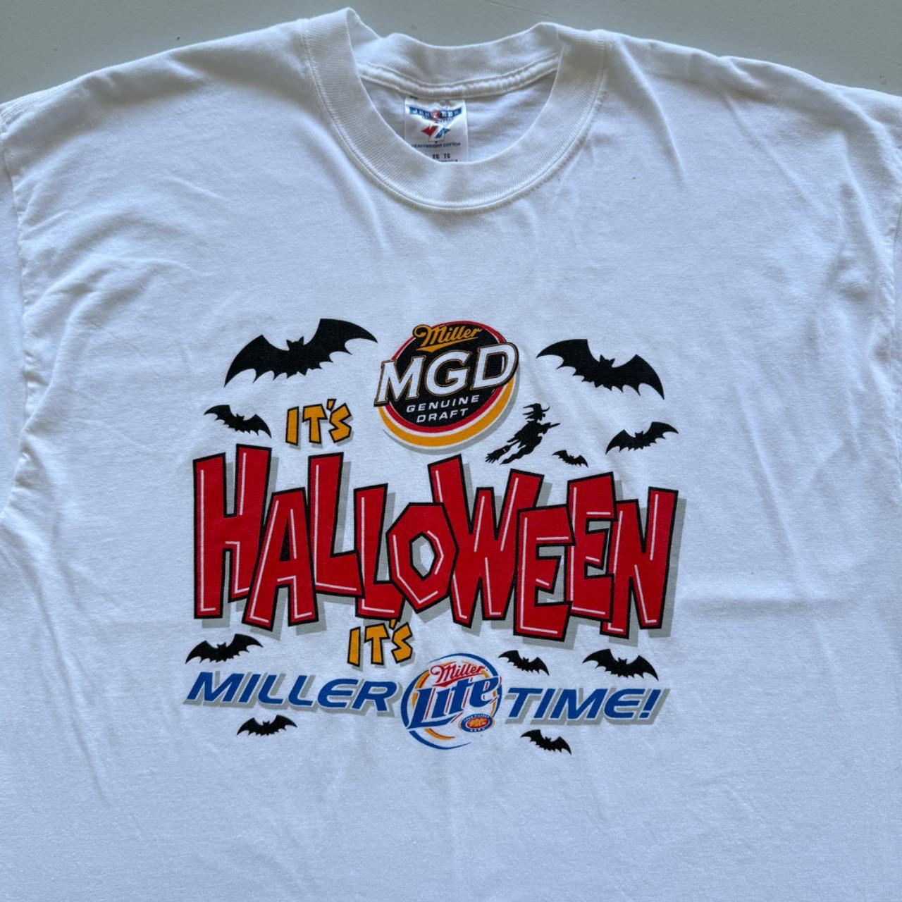 White Halloween 00's Miller Beer Vintage T-shirt - XL