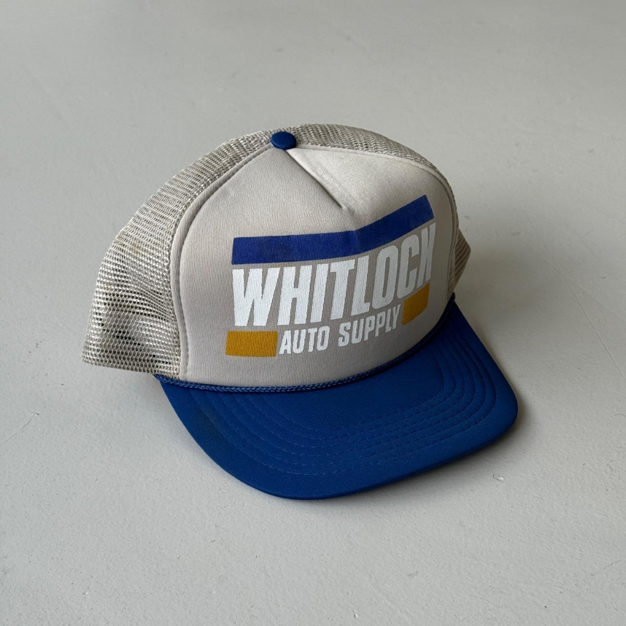 Grey and Blue Whitlock Auto Supply Vintage Foam and Mesh SnapBack Trucker Cap