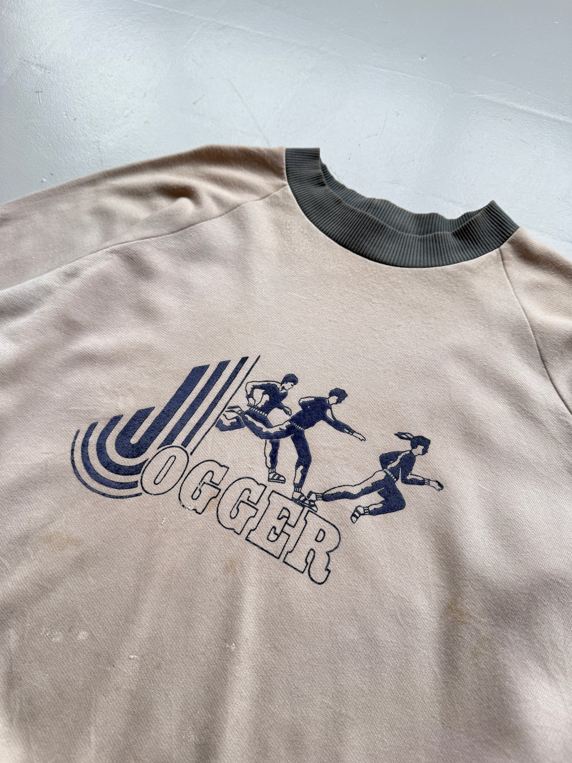 Cream Jogger 80's Vintage French Graphic Sweatshirt Jumper - Medium