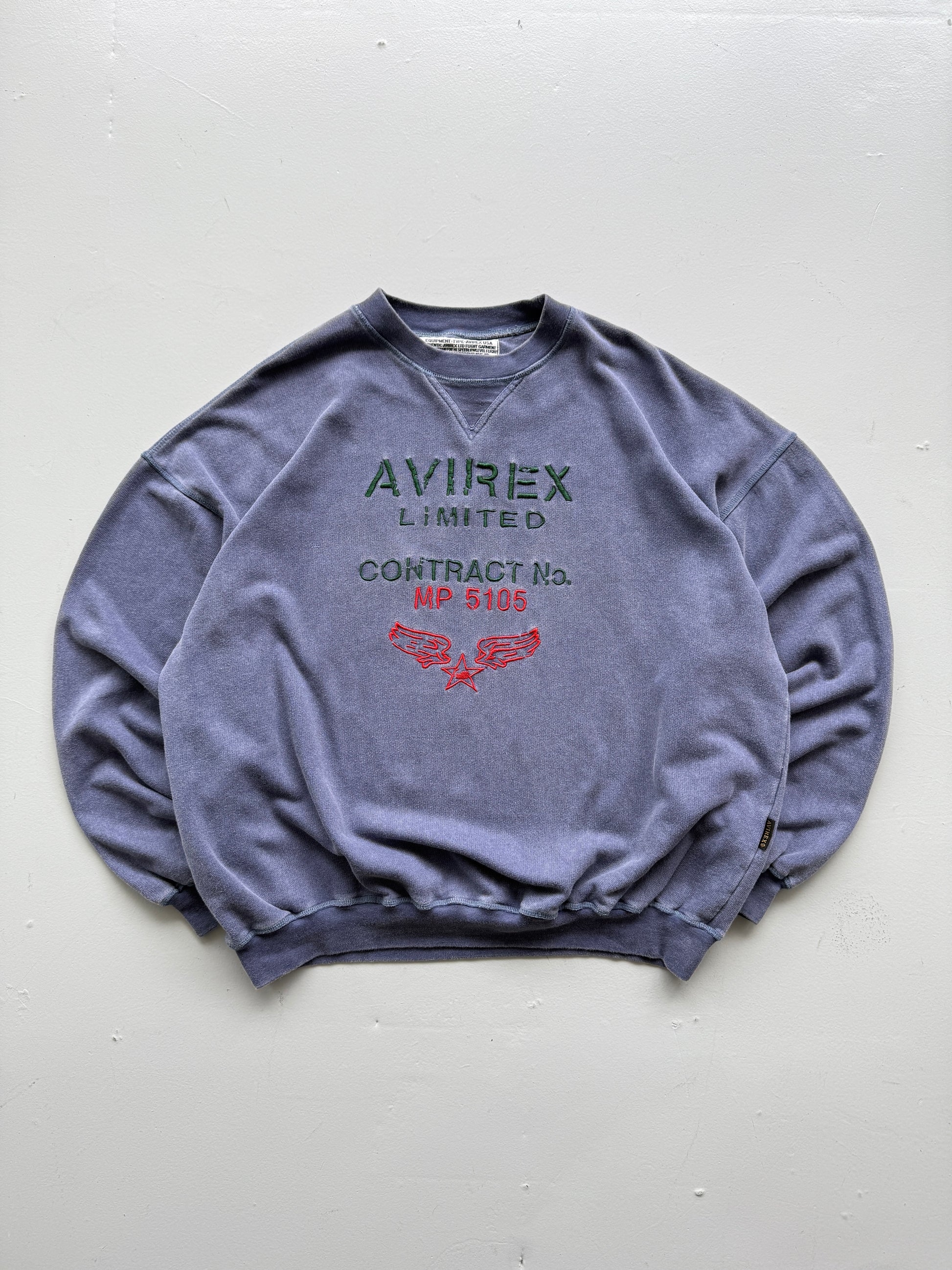Light Blue / Purple Avirex 90's Vintage Graphic Sweatshirt Jumper - XL