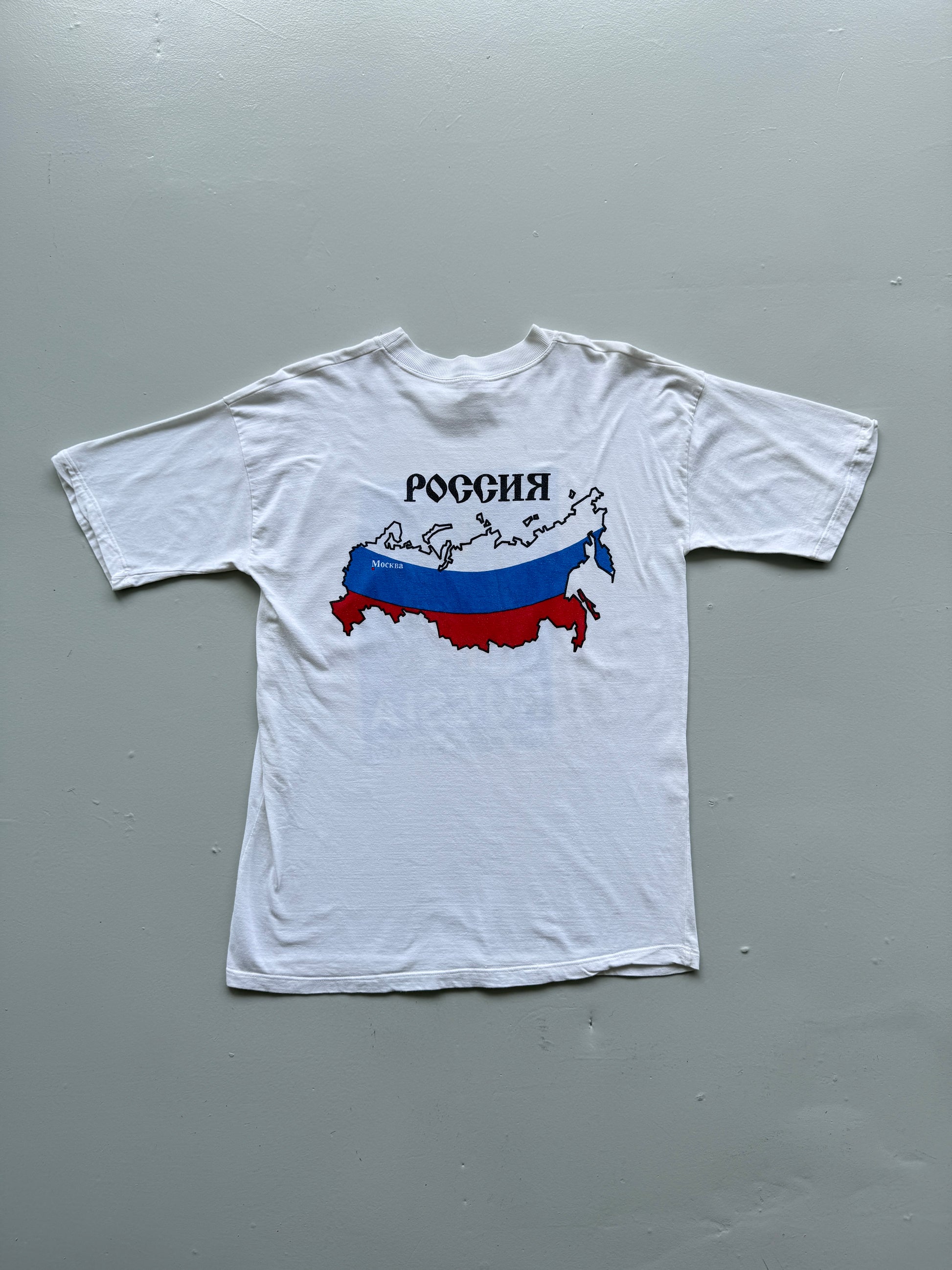 White 'From Russia with Love' 90's Vintage Graphic Tourist T-Shirt - Large