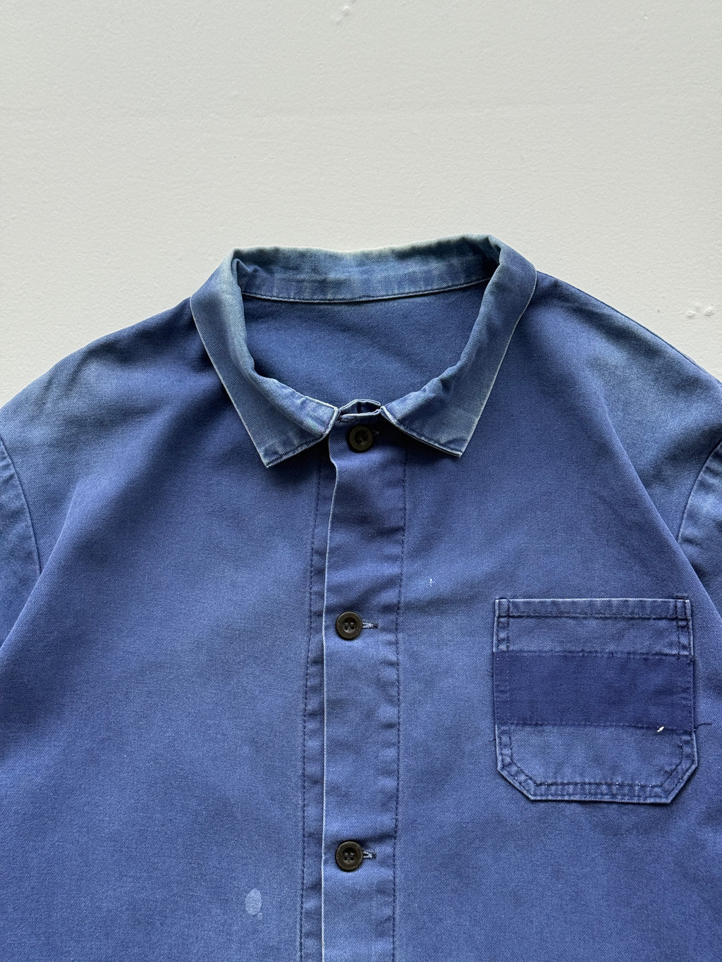 Faded Thrashed Blue French Chore Jacket 80's Vintage Workwear CH189 - Large