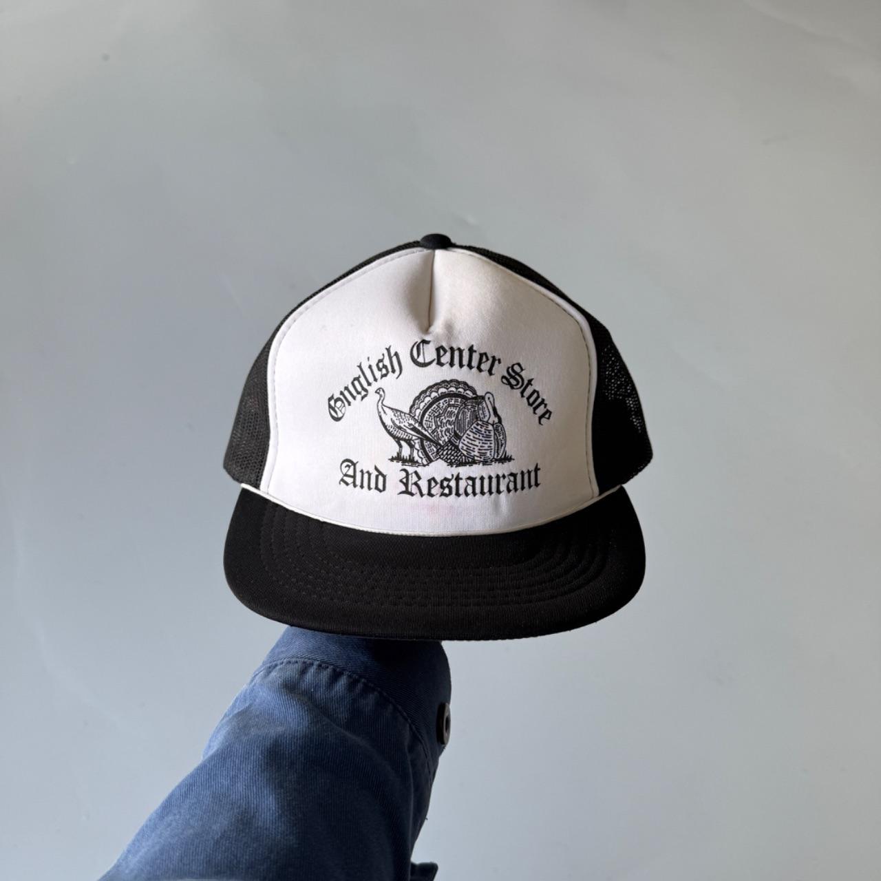 White Black English Centre Store Vintage Mesh and Foam SnapBack Trucker Cap
