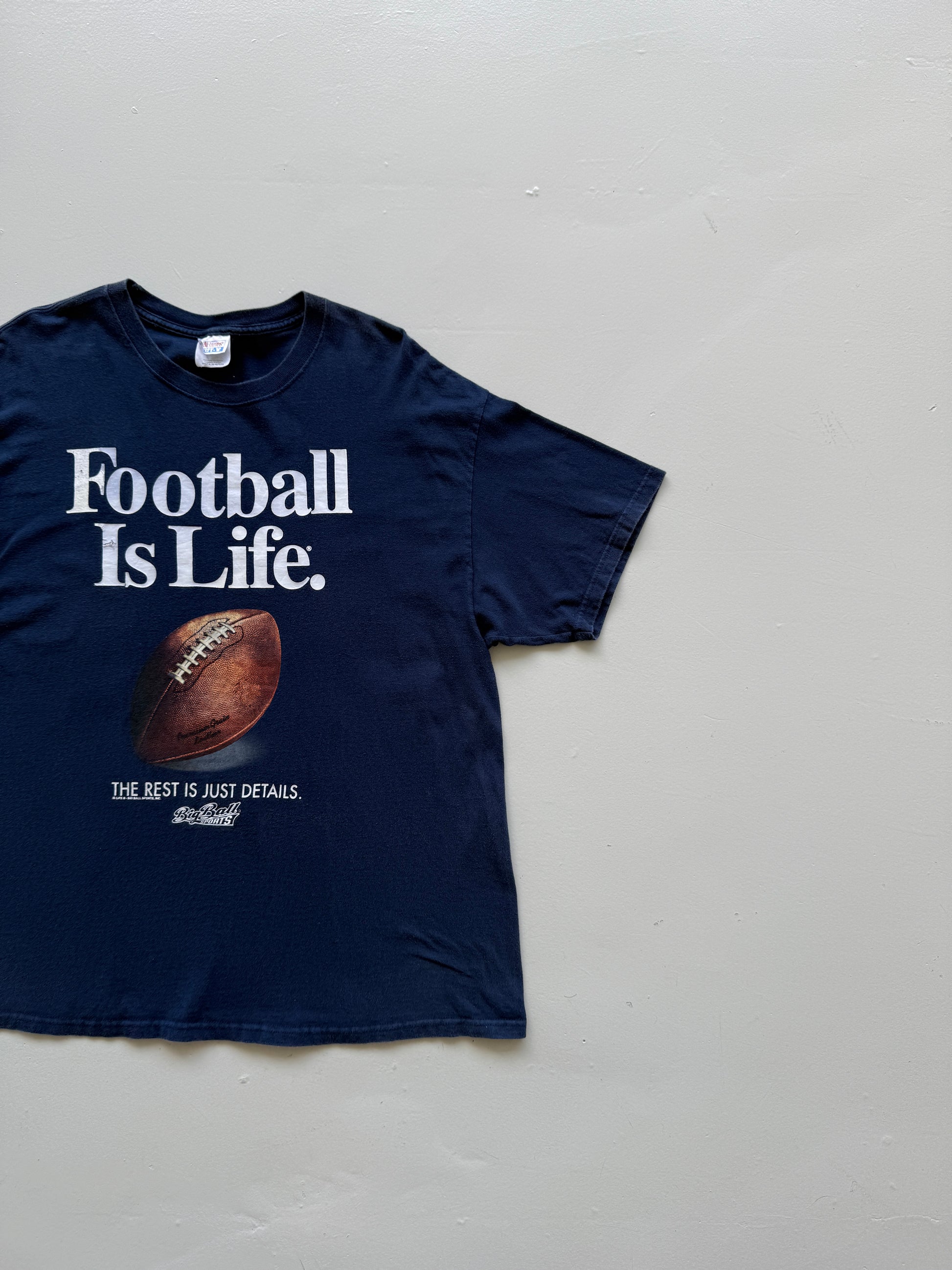 Navy Blue Football is Life 90's Vintage Graphic NFL T-Shirt - XL