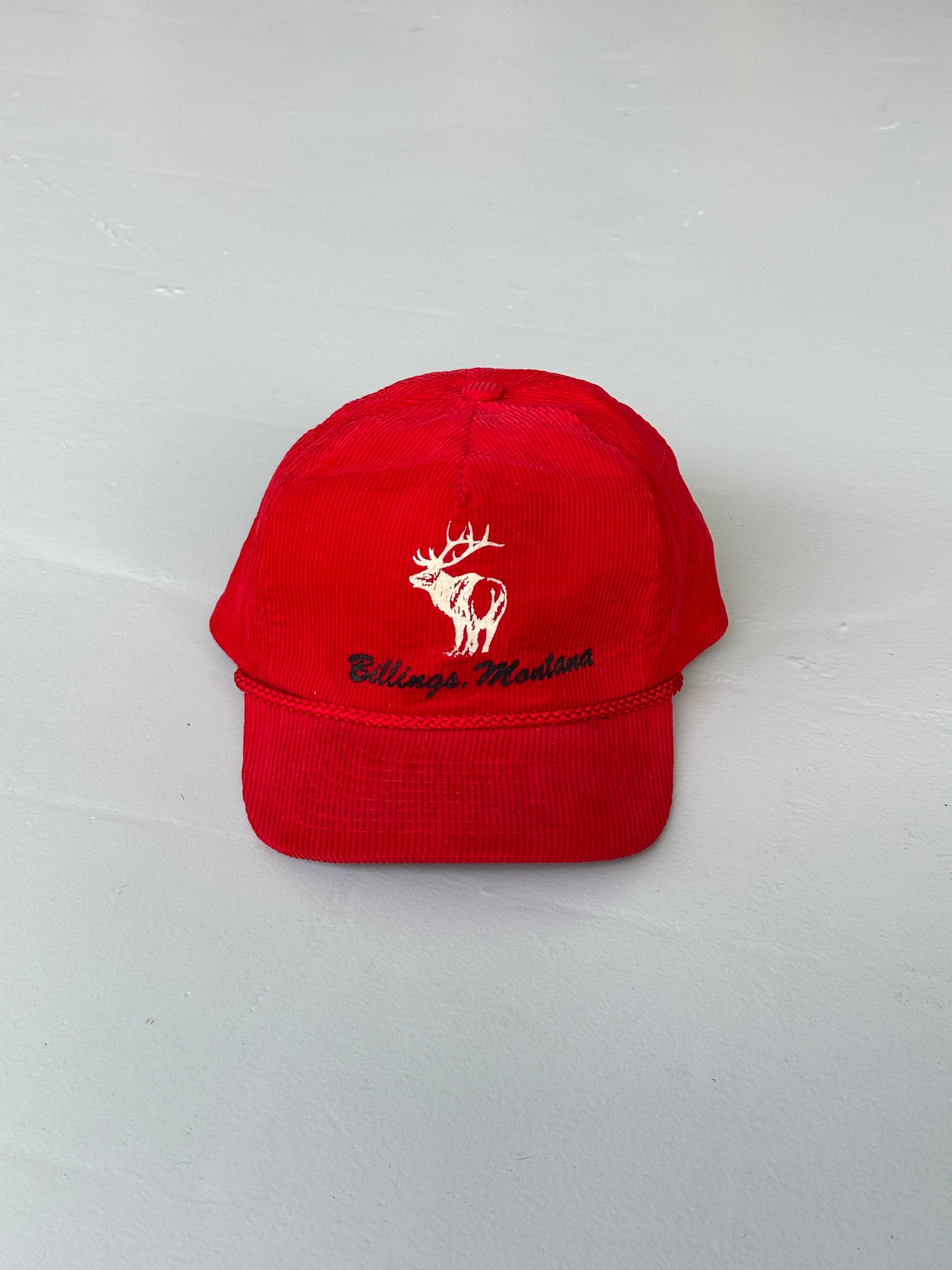 Red Billings Montana Elk Vintage Corduroy SnapBack Cap