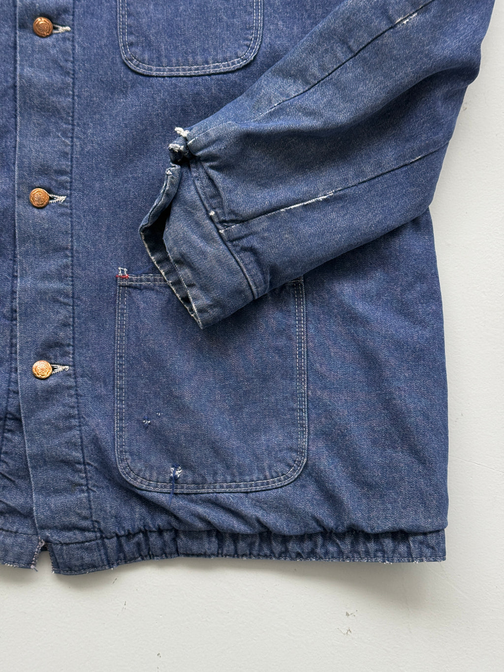 Blue Flannel Lined Denim 70's Vintage Chore Jacket - 2XL