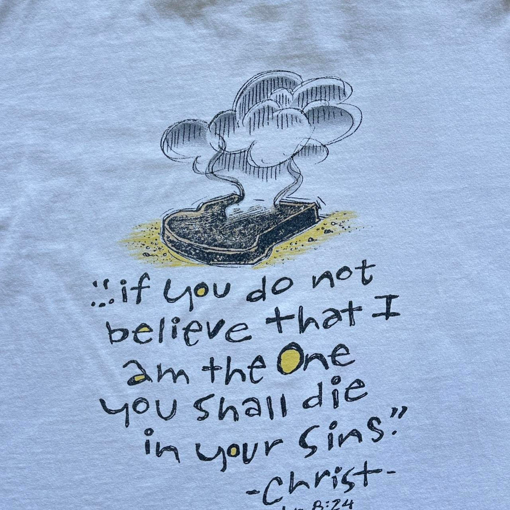 White 90s Religious Christ Vintage T-shirt - XL
