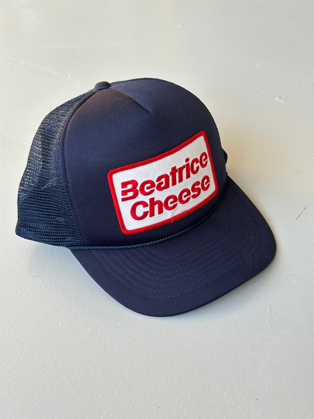 Navy Beatrice Cheese Vintage Foam & Mesh SnapBack Trucker Cap