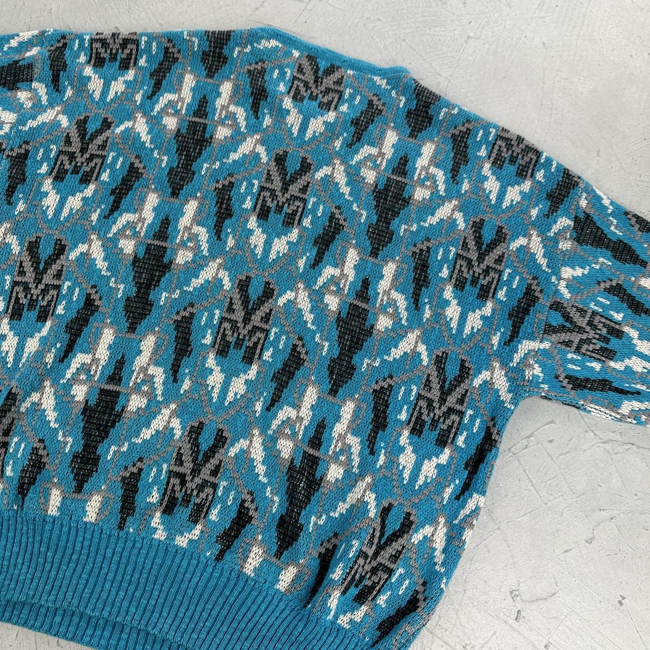 Blue 90's Woollen Knitted Sweatshirt - Medium
