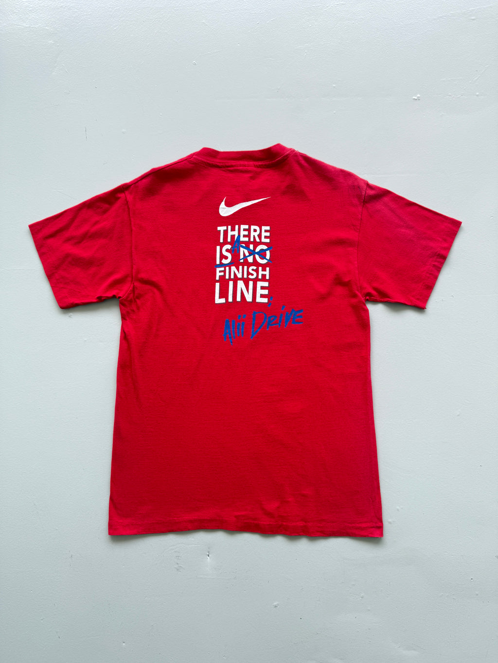 Red Nike Iron Man Hawaii 90's Vintage Graphic Single Stitch T-Shirt - Small