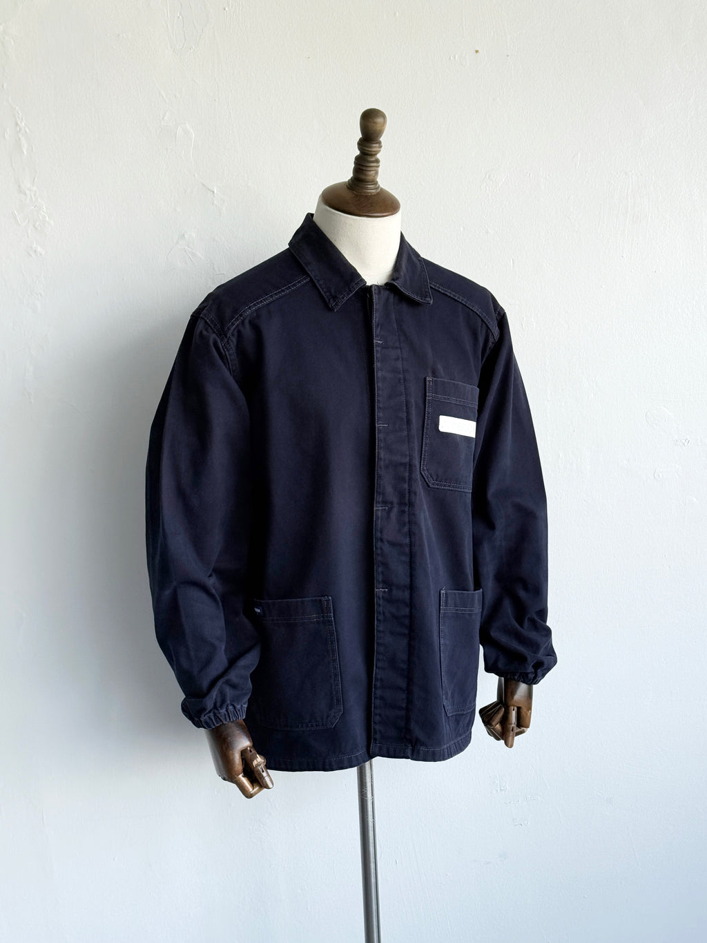 Black / Dark Navy Moleskin Cotton 90's Vintage Workwear Chore Jacket CH471 - XL