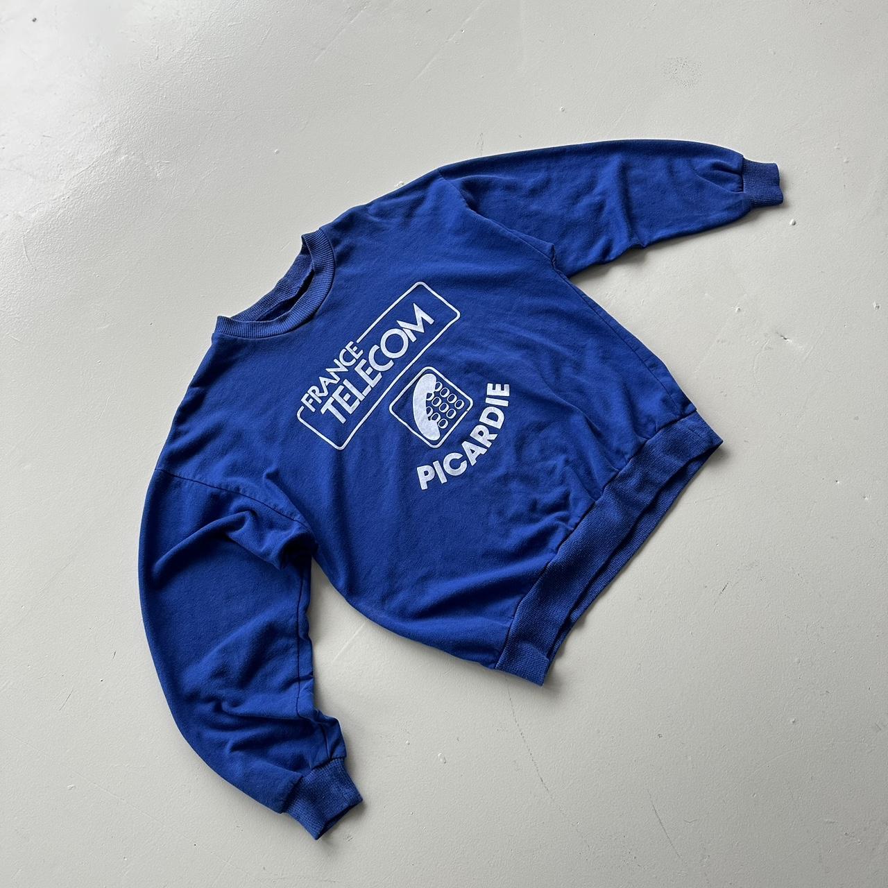 Blue France Telecom Vintage Graphic Sweatshirt - Medium Oversized