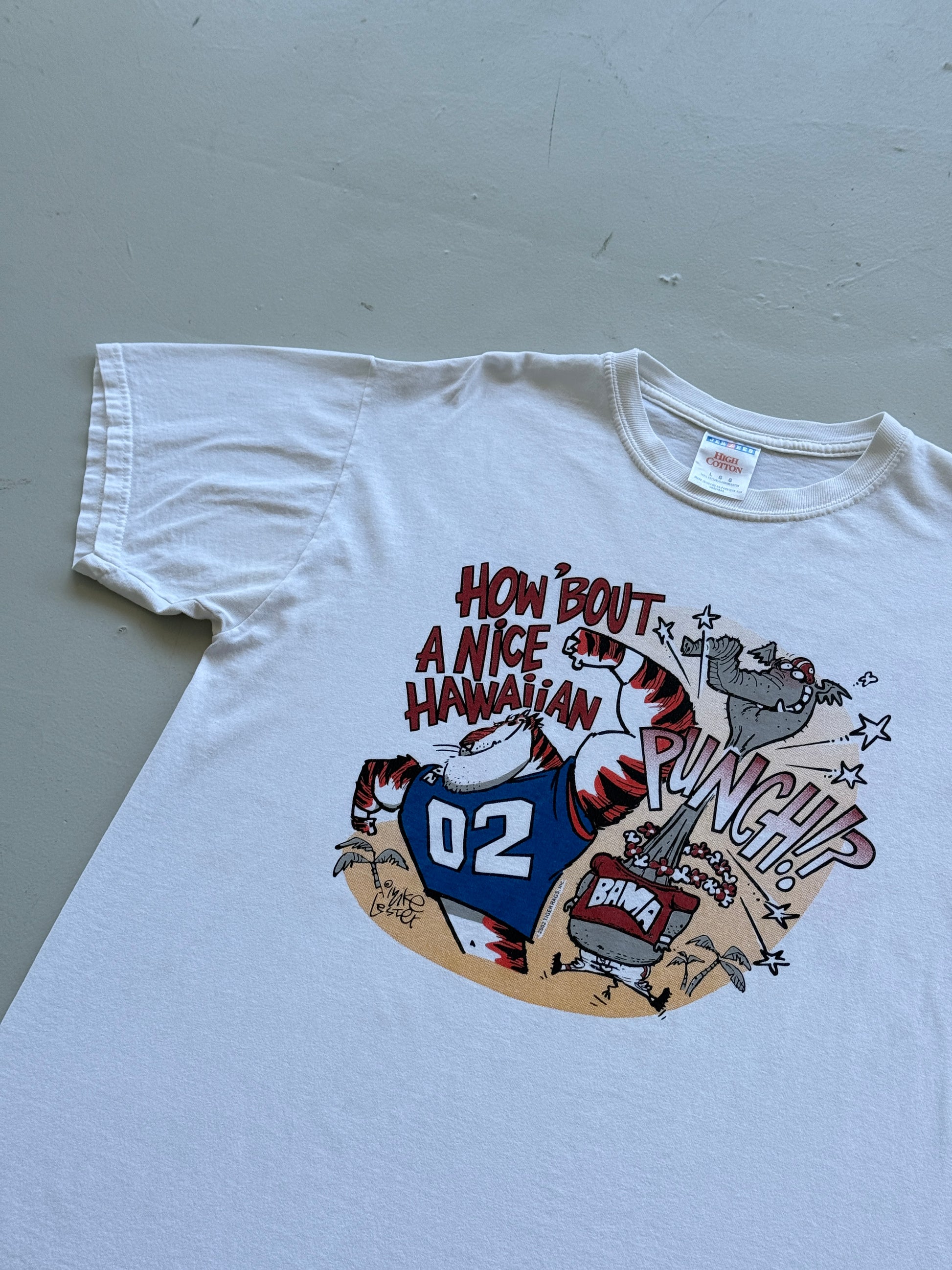 White Auburn Tigers 00's Vintage Collage Football Graphic T-Shirt - Large