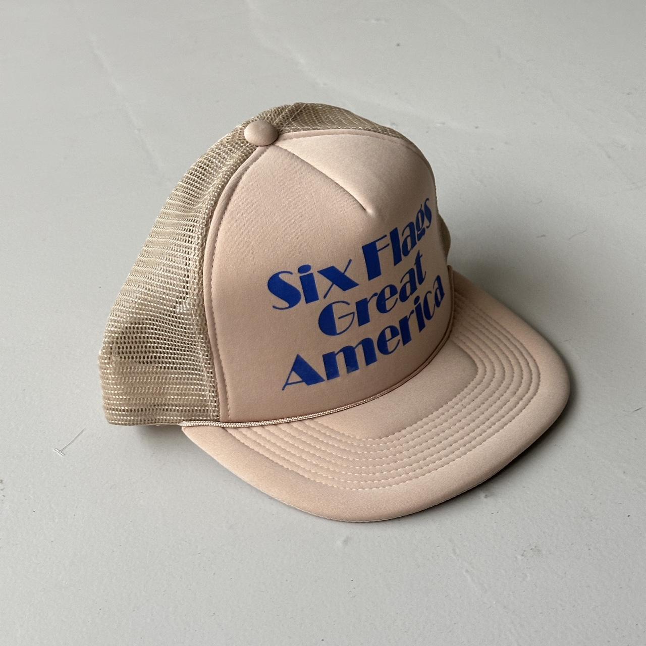 Cream Six Flags Vintage Foam and Mesh SnapBack Trucker Cap