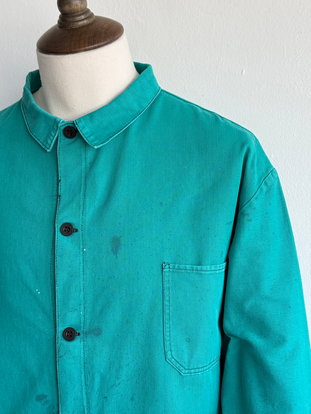 Turquoise French 1970's Vintage Workwear Chore Jacket CH485 - Medium
