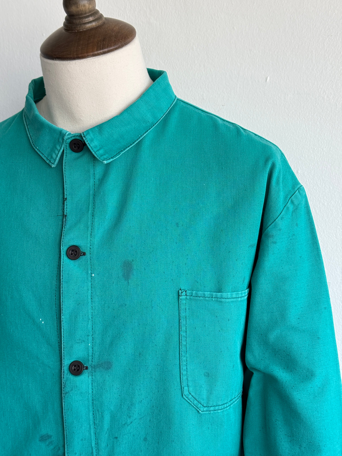 Turquoise French 1970's Vintage Workwear Chore Jacket CH485 - Medium