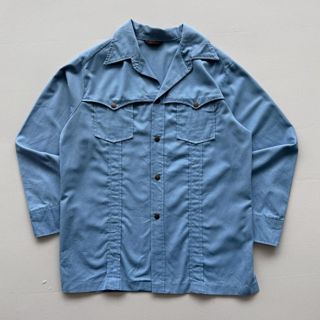 Light Blue Lightweight 70's Western Camp Collar Shirt - XL