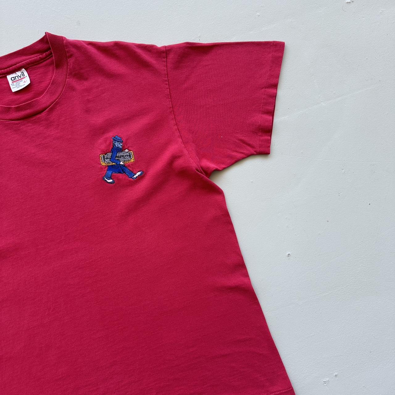 Embroidered Red/Pink Harmonica 90s Vintage T-shirt - Medium