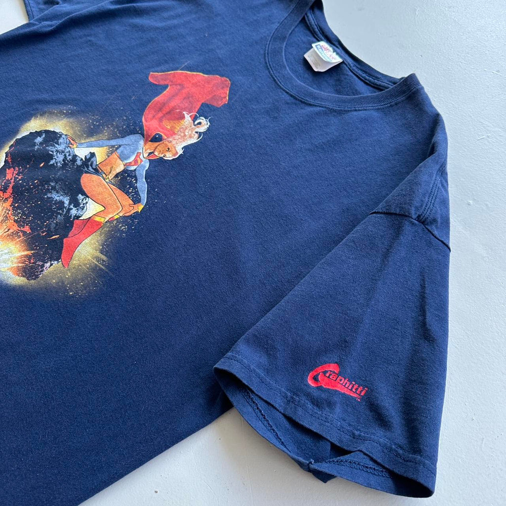 Navy Super Woman 00s Vintage T-shirt - XL