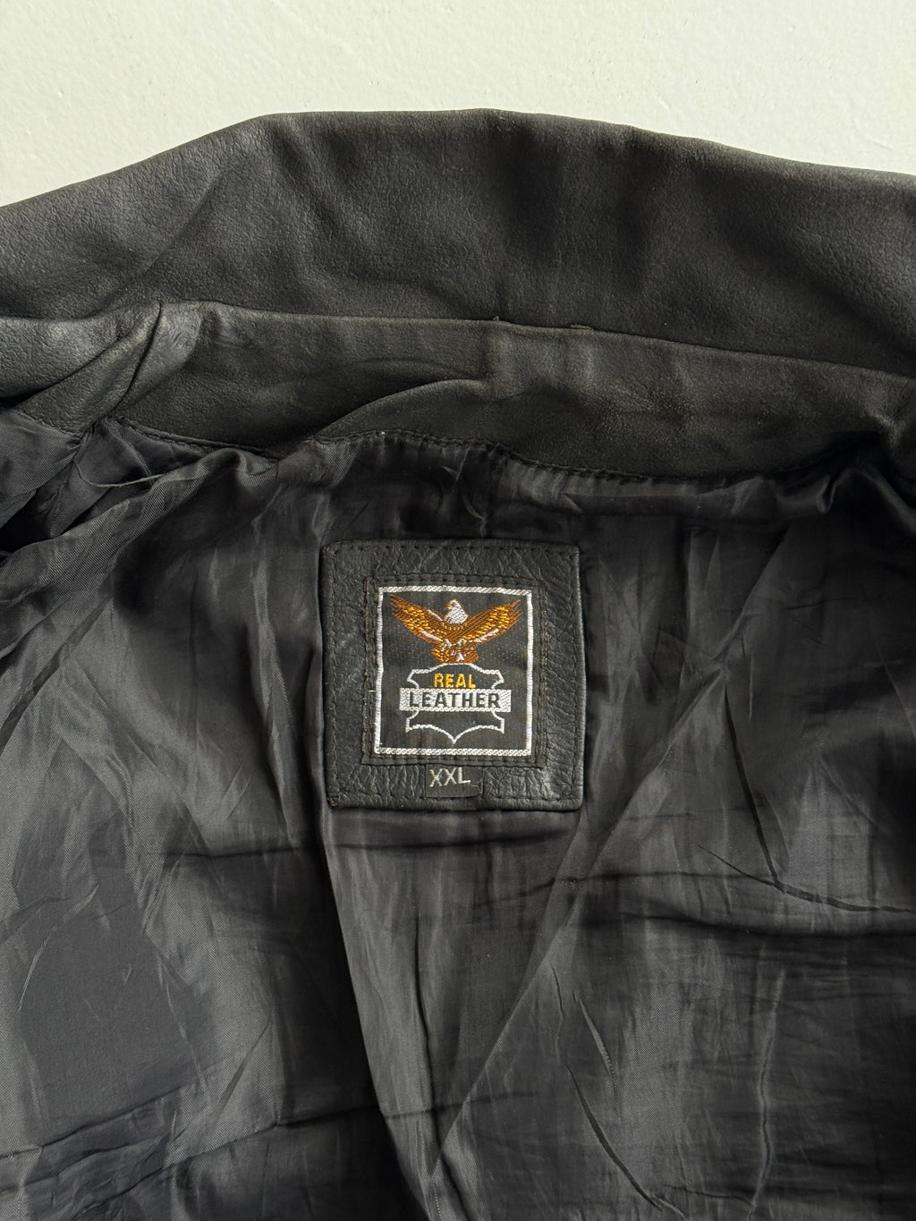 Black 90's Vintage Leather Grunge Biker Jacket - Mens Large