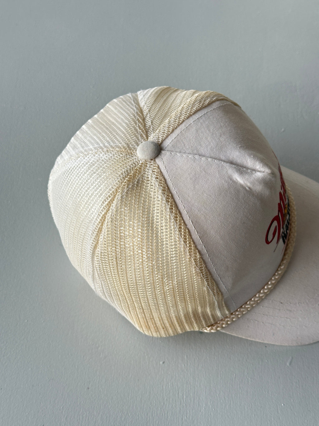 White / Cream Miller Racing 90's Vintage Mesh SnapBack Trucker Cap