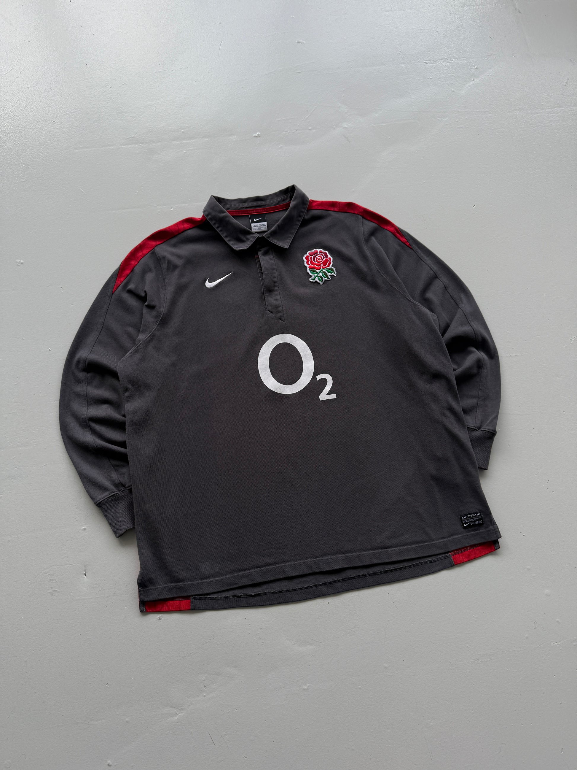 Nike England O2 03/04 Away Long Sleeve Rugby Polo Jersey - XL