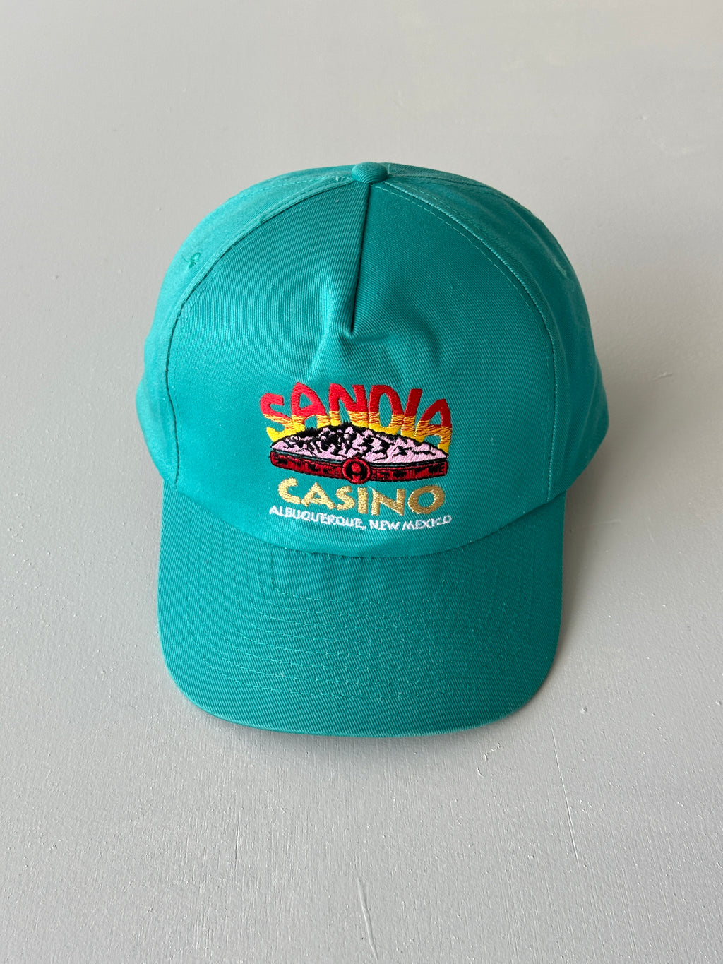Teal Sandia Casino 90's Vintage SnapBack Trucker Cap