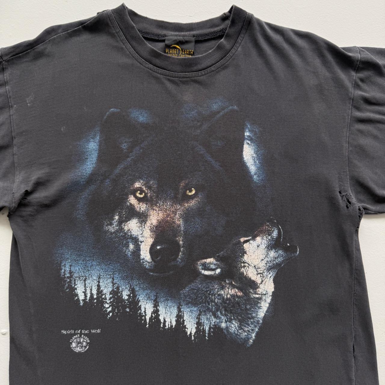 Black Wolf 90s Vintage Graphic T-Shirt - Medium