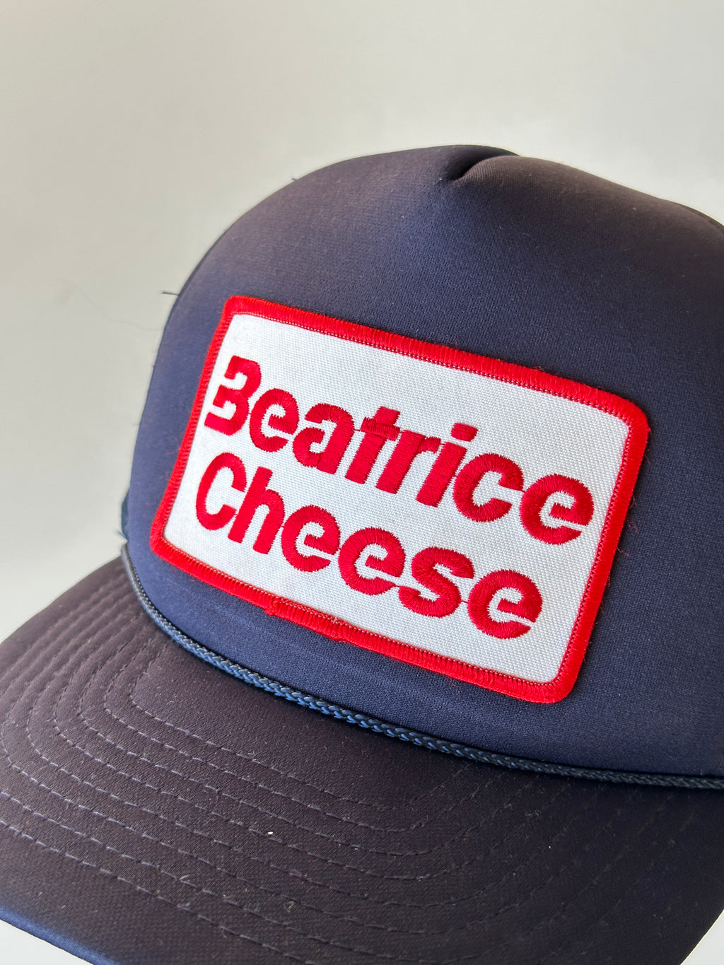 Navy Beatrice Cheese Vintage Foam & Mesh SnapBack Trucker Cap