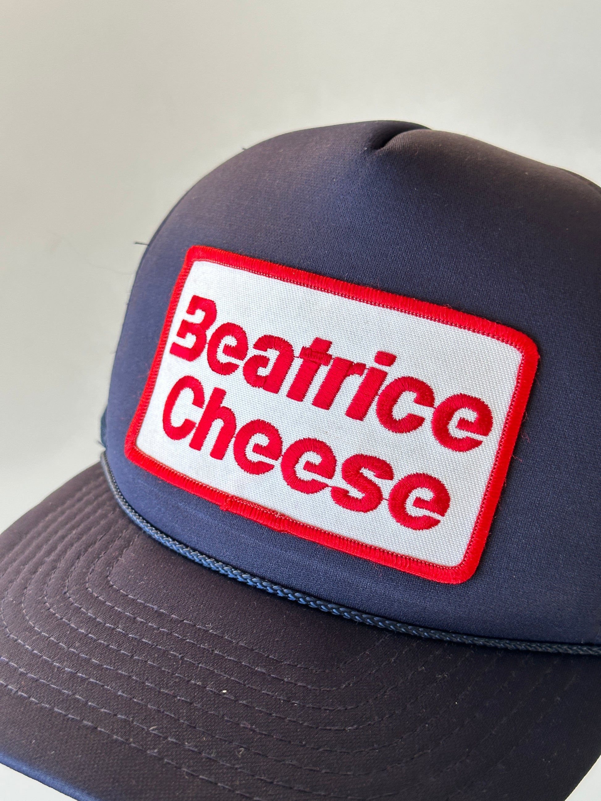 Navy Beatrice Cheese Vintage Foam & Mesh SnapBack Trucker Cap