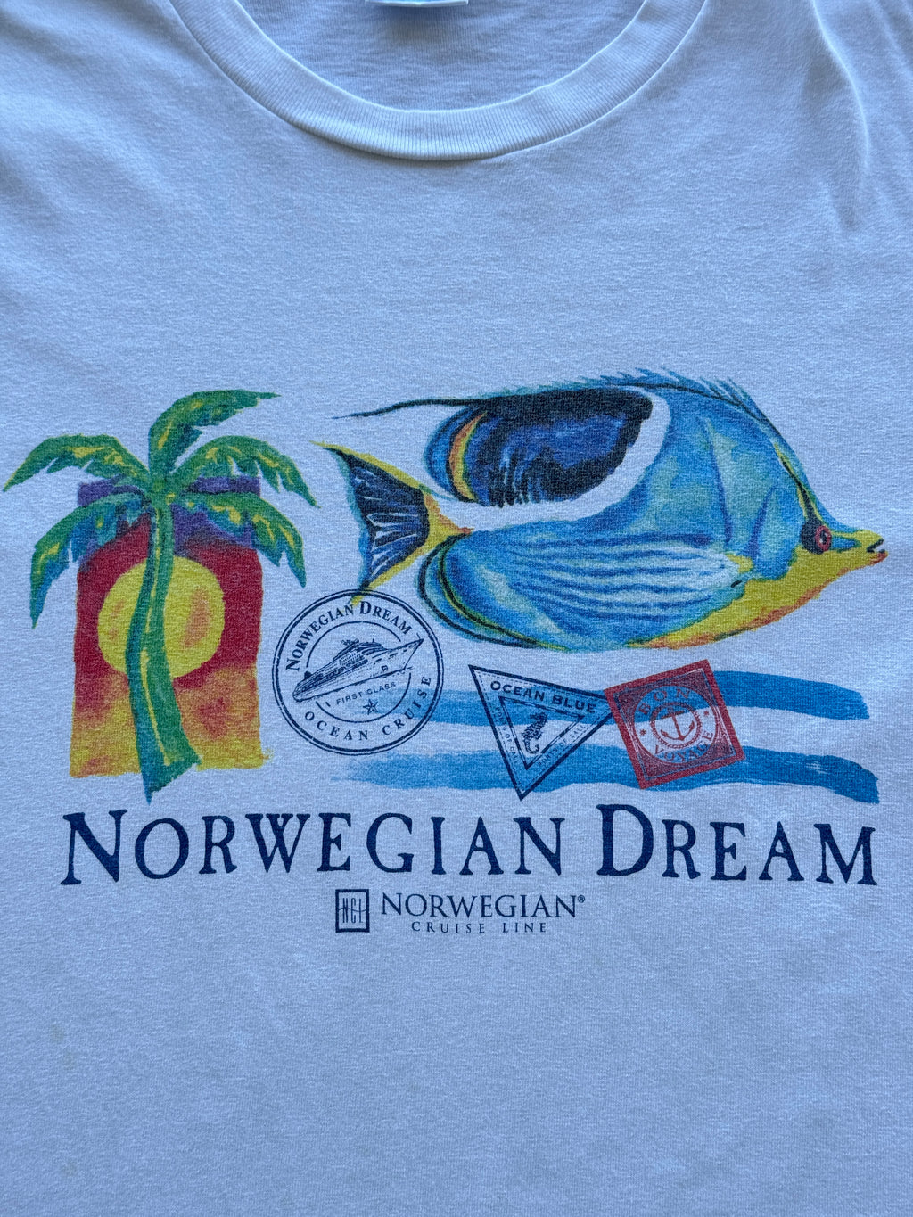 White Norwegian Cruise Line Dream 90's Vintage Graphic T-Shirt - XL