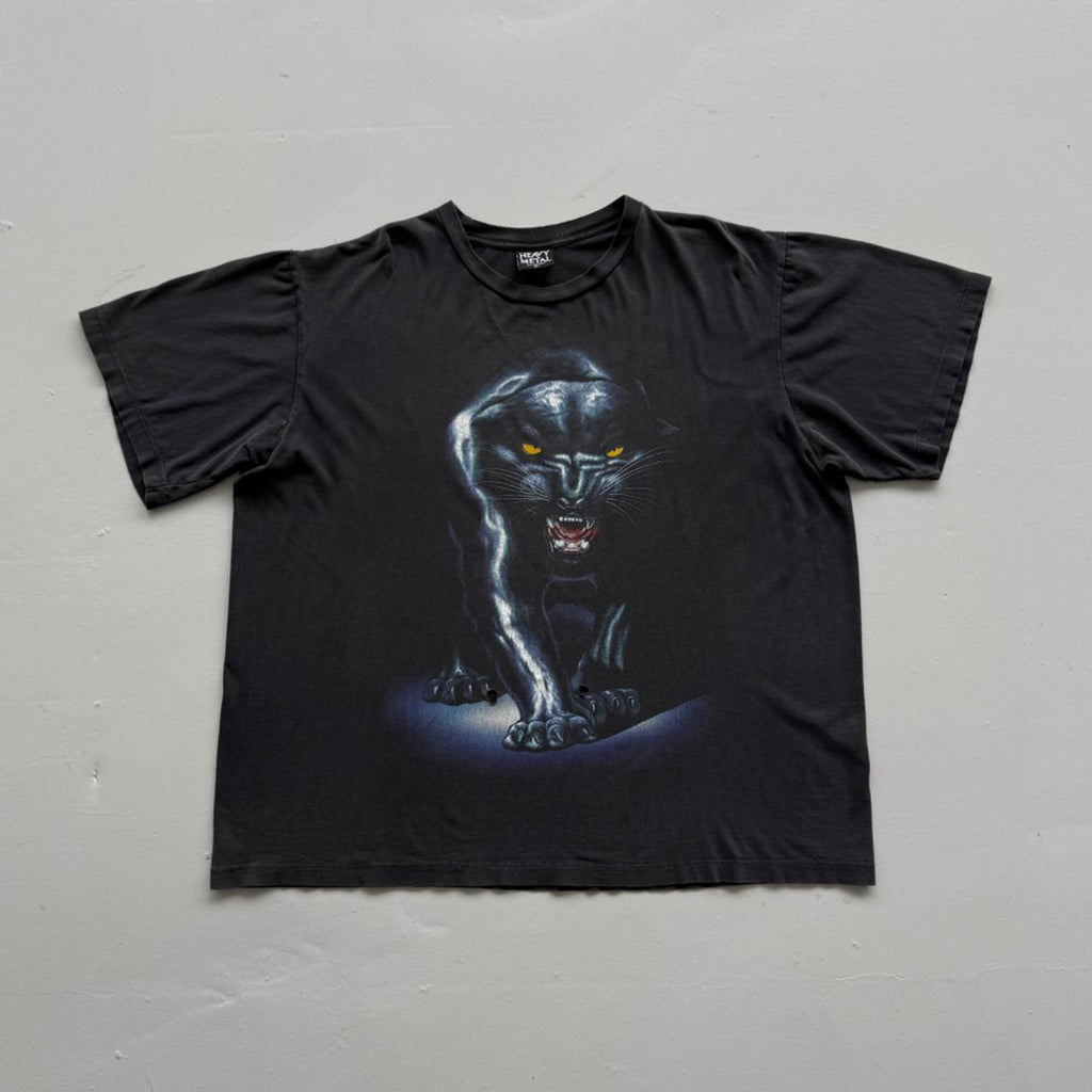 Black Heavy Metal Panther 90s Vintage Graphic T-Shirt - XL