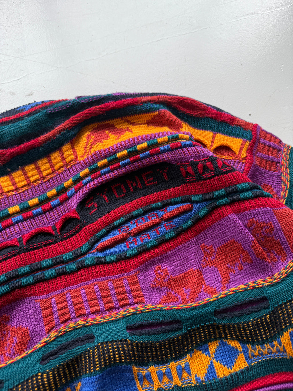 Colourful 3D Knit Woollen 90's Australian Hysport Cardigan -14 / Mens Medium