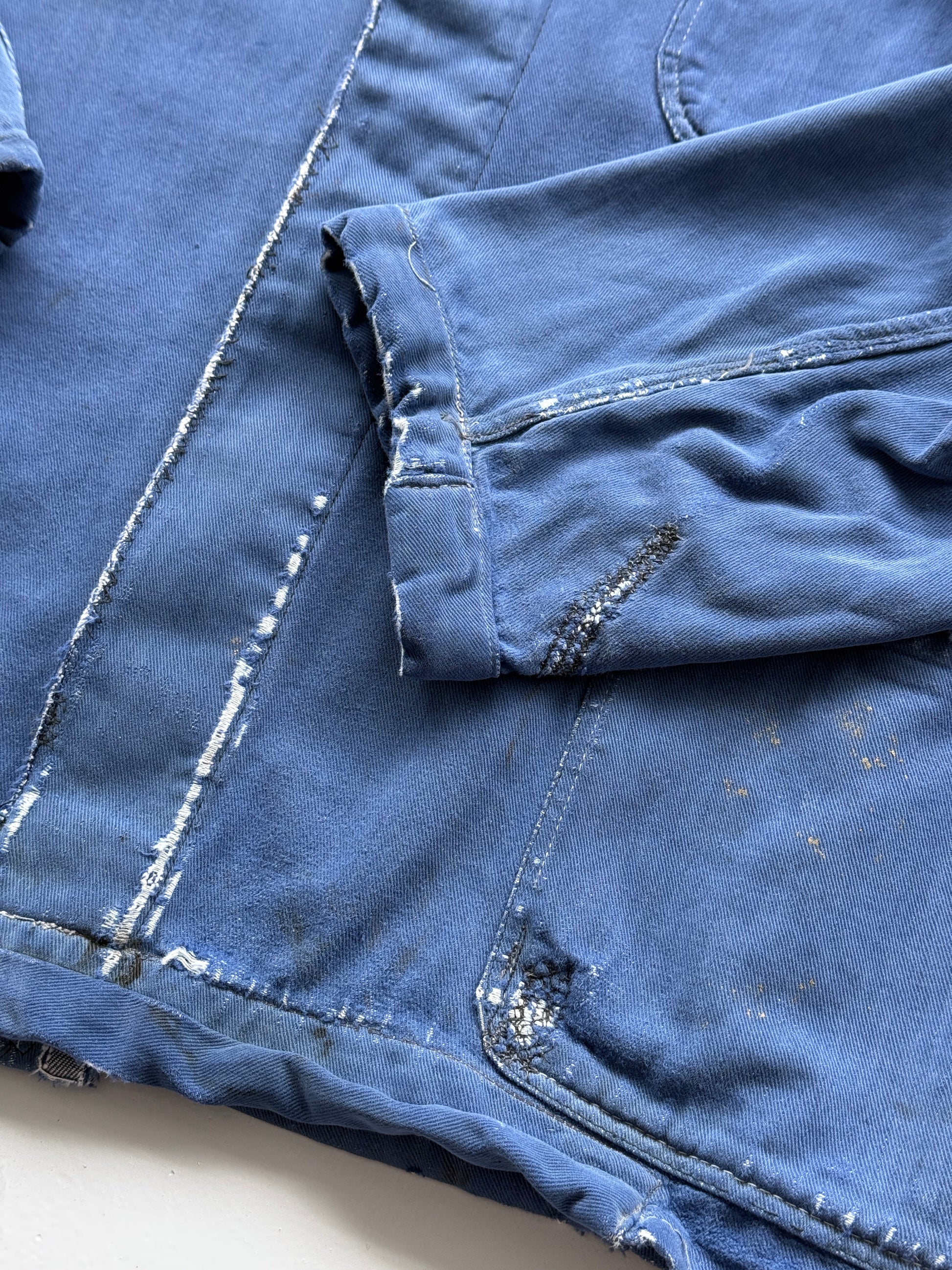 Thrashed Blue Chore Jacket 70's Vintage French Workwear CH146 - Oversized Medium