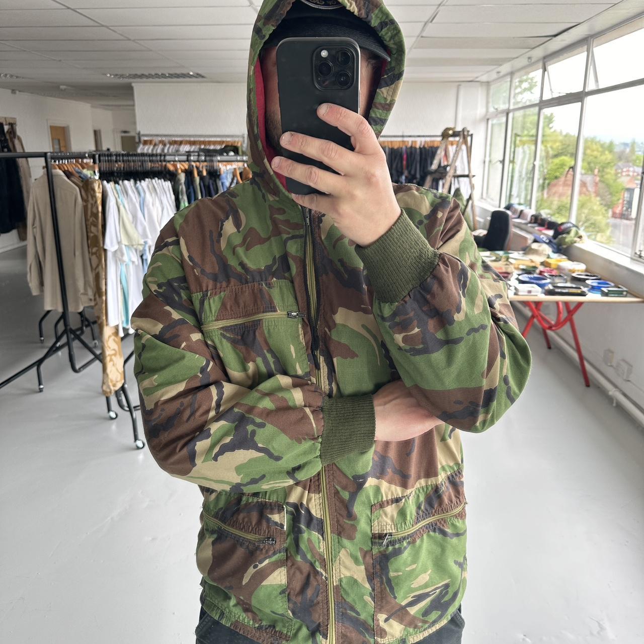 Camo Cotton 1980s Military Hooded Jacket - XL