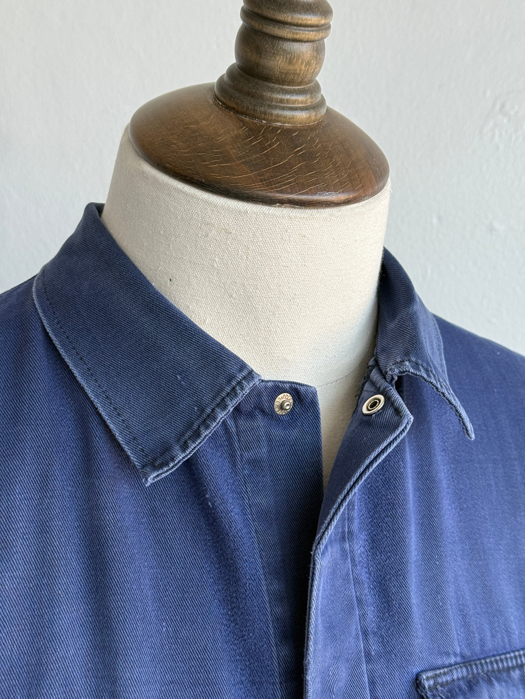 Thrashed Blue French 1970s Vintage Workwear Chore Jacket CH456 - Small