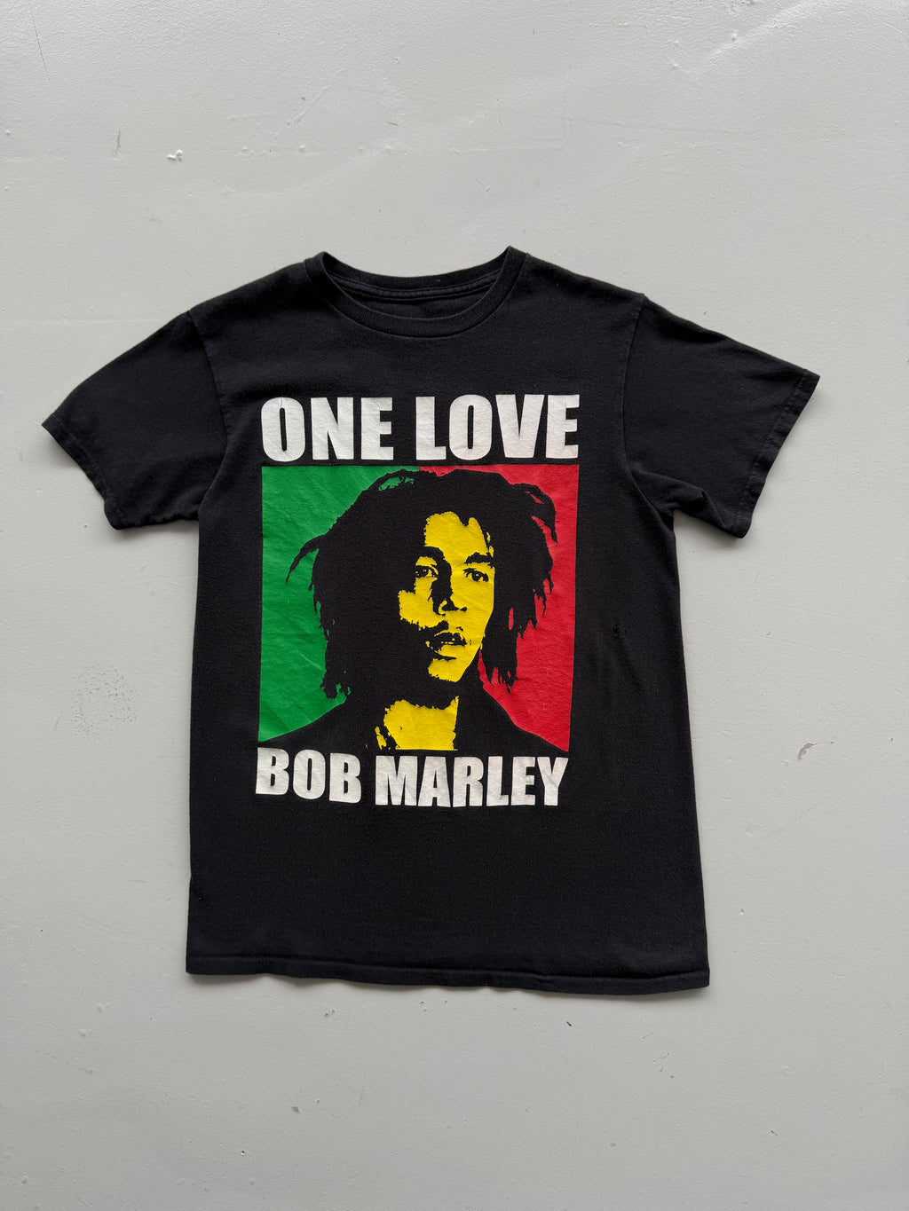 Black Bob Marley 00's Vintage Trashed Graphic Baby Tee T-Shirt - Small